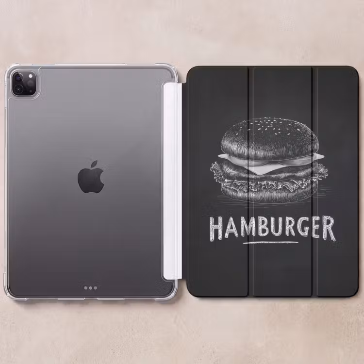 iPad-Hülle - Hamburger - Kreidetext - Schwarz - Weiß — 6