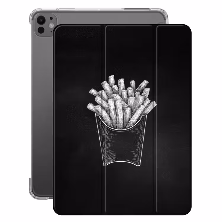 iPad-Hülle - Pommes frites - Weiße Kreidezeichnung - Schwarz — 1