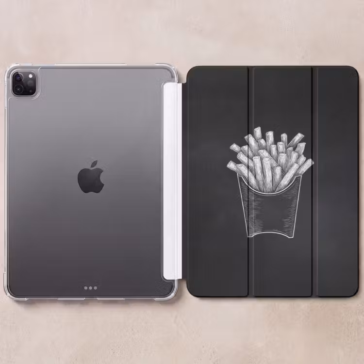 iPad-Hülle - Pommes frites - Weiße Kreidezeichnung - Schwarz — 6