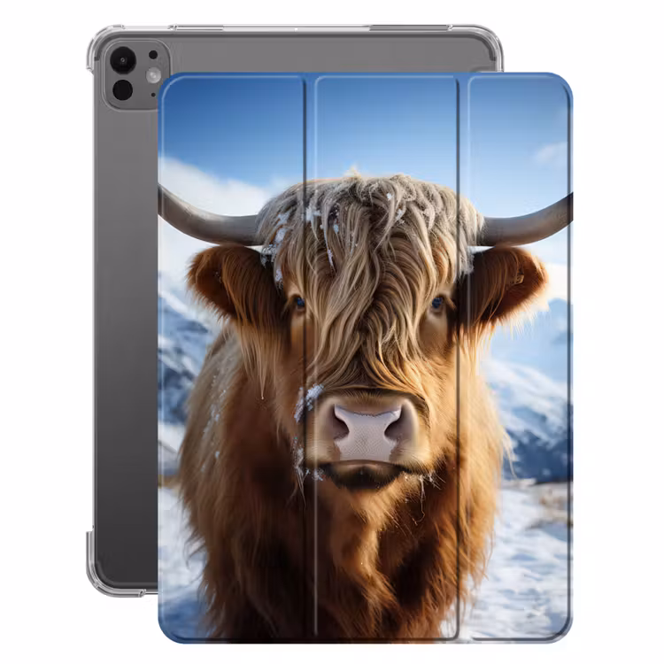 iPad-Hülle - Schottische Highlander - Berge - Schnee — 1