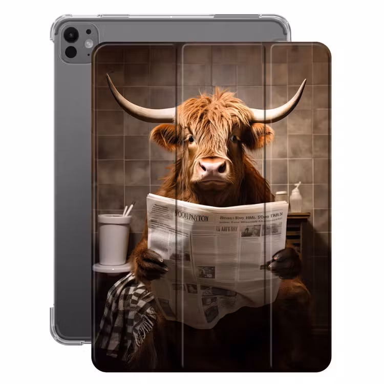 iPad-Hülle - Schottische Highlander - Zeitung - Toilette — 1