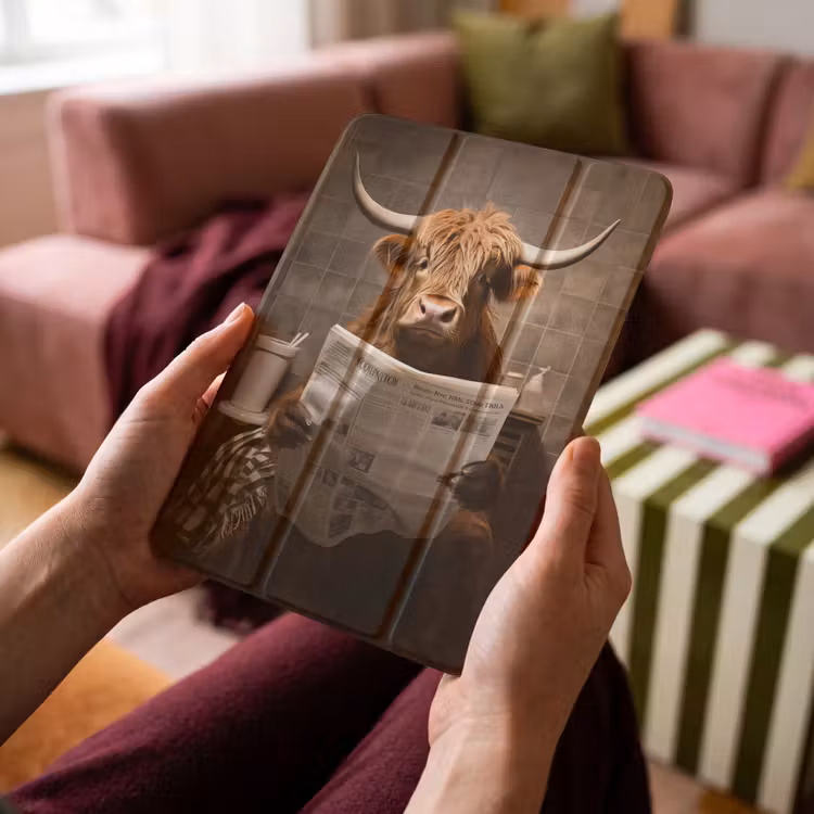 iPad-Hülle - Schottische Highlander - Zeitung - Toilette — 4