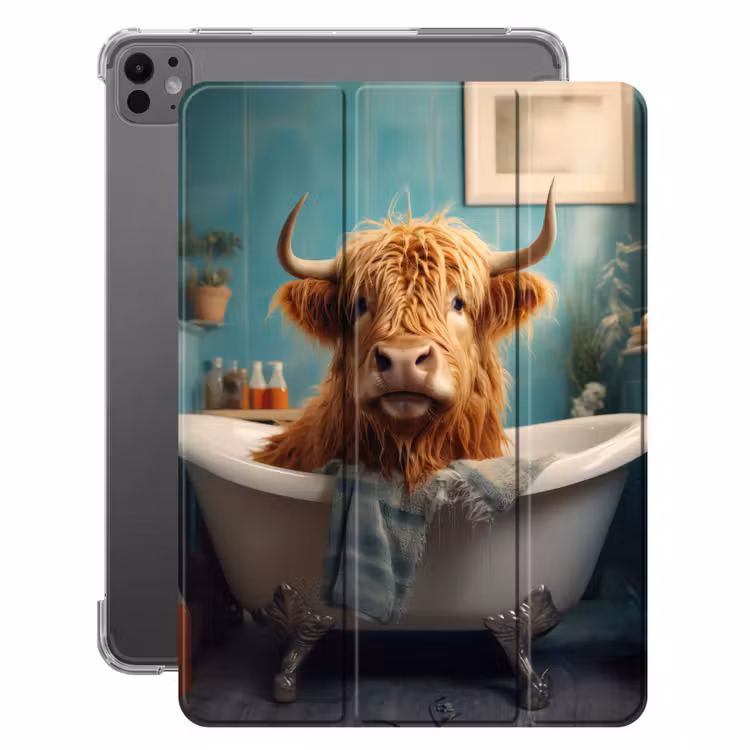 iPad-Hülle - Schottischer Highlander - Badezimmer - Blau - Bad — 1