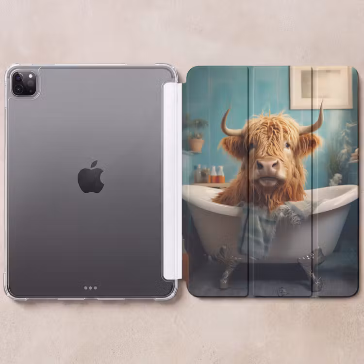 iPad-Hülle - Schottischer Highlander - Badezimmer - Blau - Bad — 6