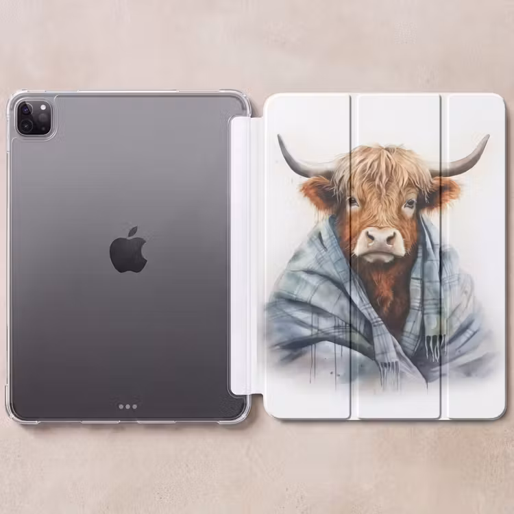 iPad-Hülle - Schottischer Highlander - Decke - Weiß — 6