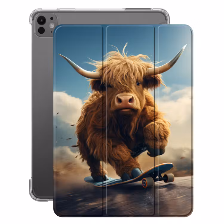 iPad-Hülle - Schottischer Hochländer - Hörner - Skateboard — 1