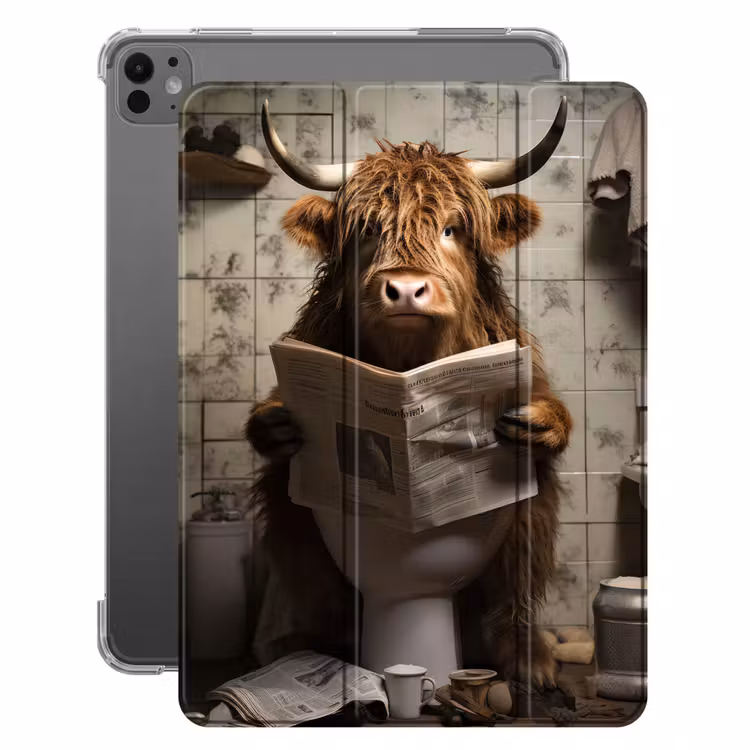 iPad-Hülle - Scotch highlander - Toilette - Zeitung - Badezimmer — 1