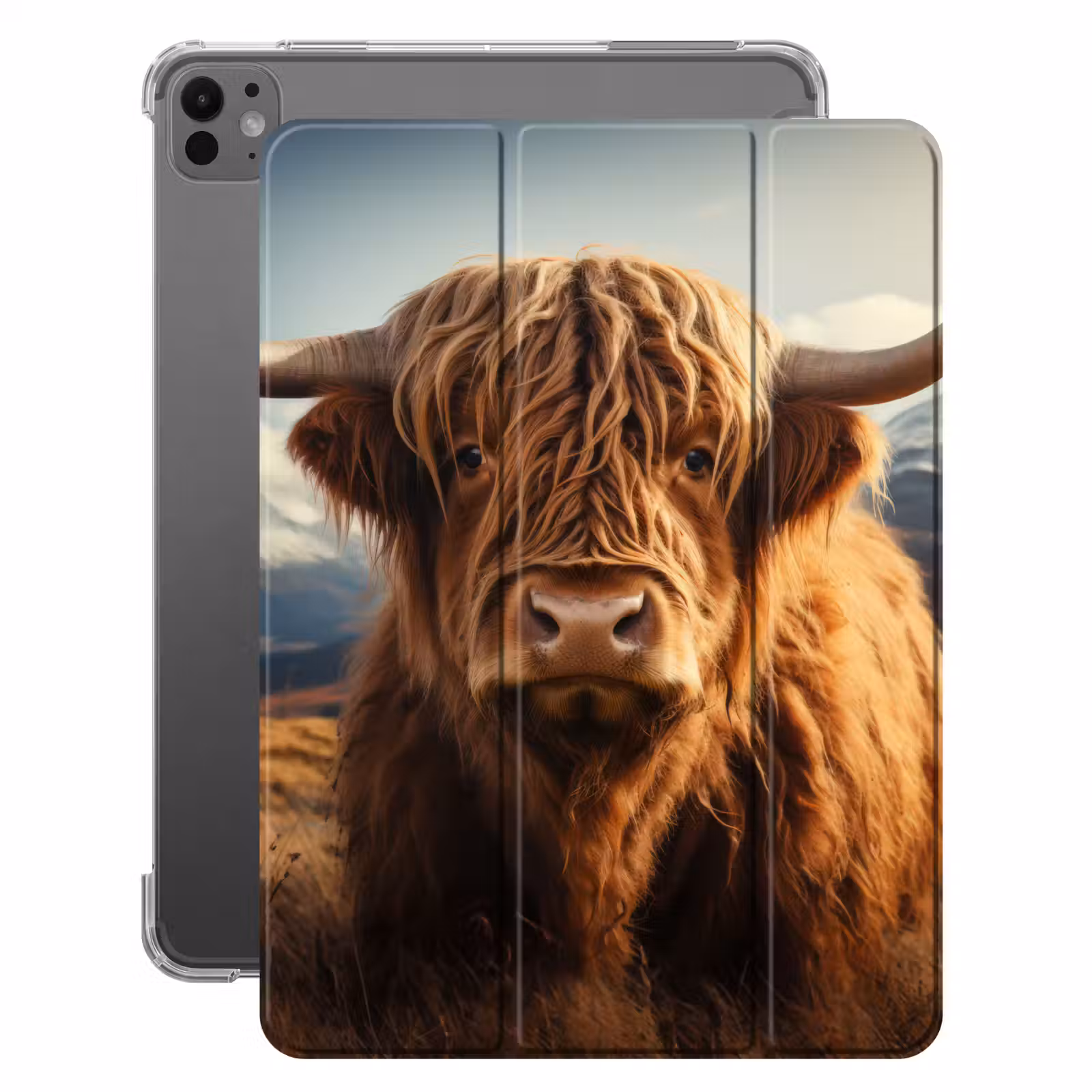 iPad-Hülle - Schottische Highlander - Hörner - Berge - Landschaft — 1
