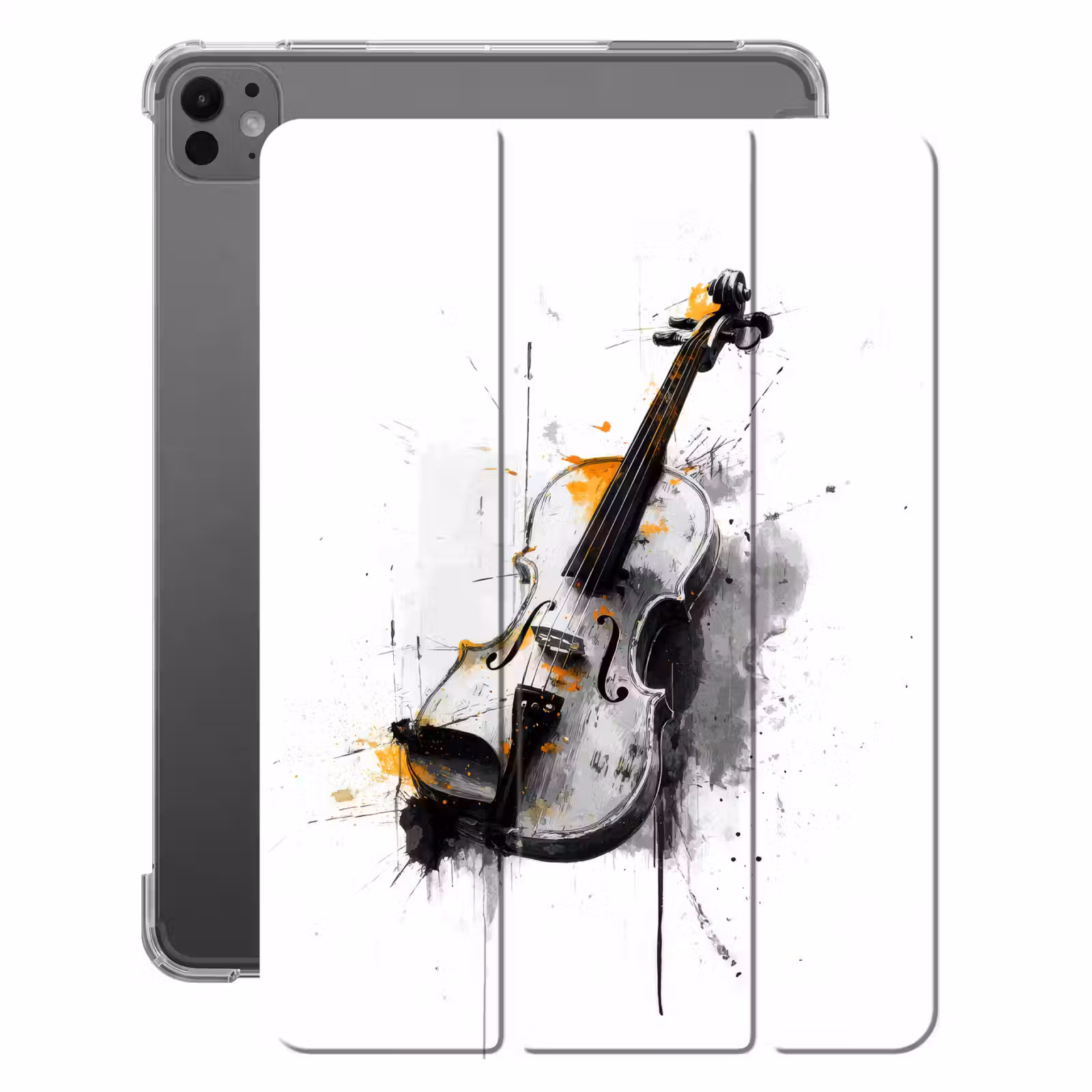 iPad-Hülle - Violine - Orange - Schwarz - Pinselstriche — 1