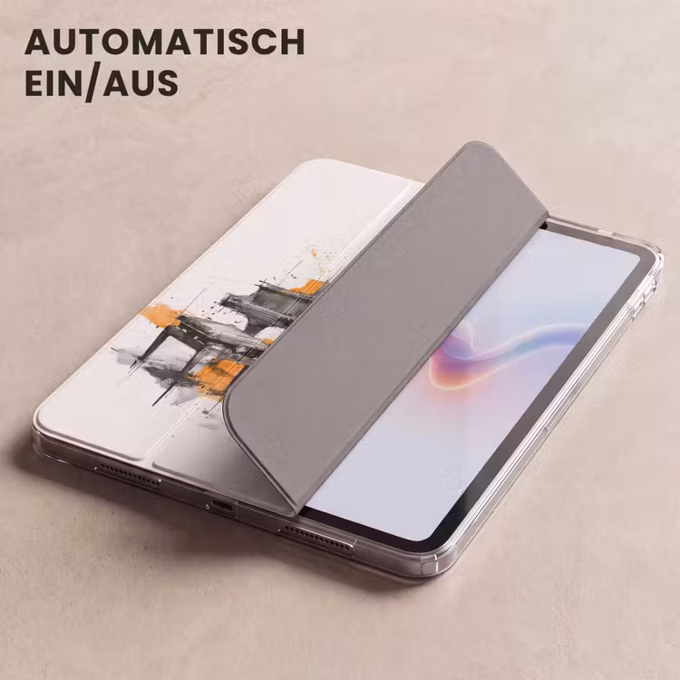 iPad-Hülle - Klavier - Orange - Schwarz - Skizzenlinien — 5