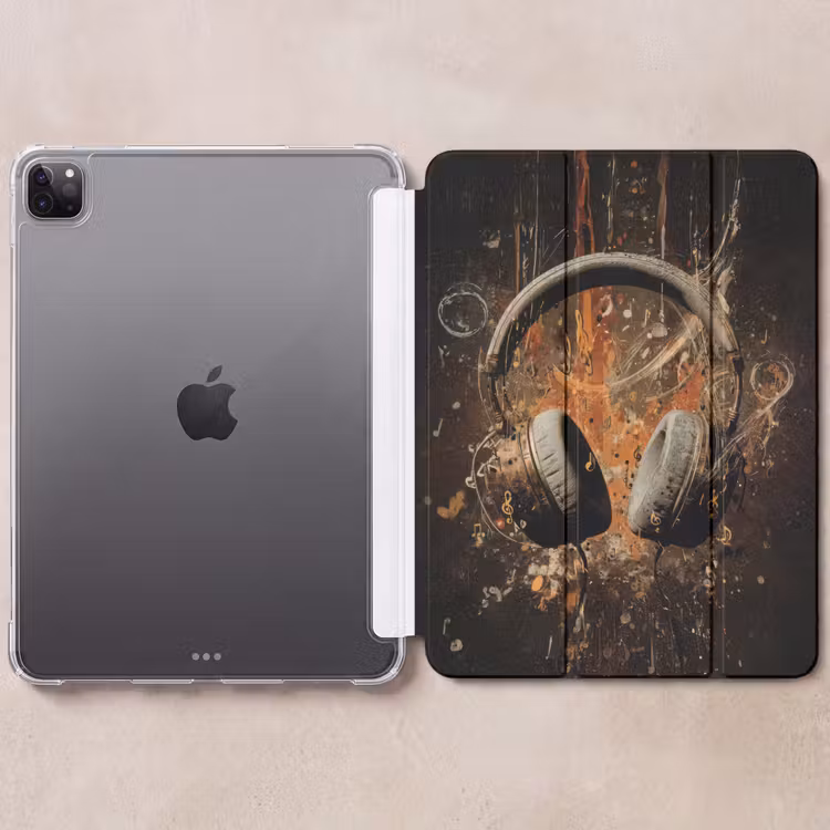 iPad-Hülle - Kopfhörer - Braun - Dynamische Pinselstriche — 6