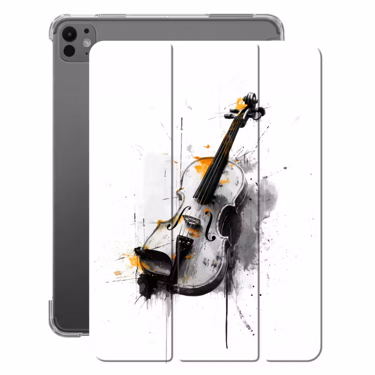 iPad-Hülle - Violine - Orange - Schwarz - Pinselstriche — 1