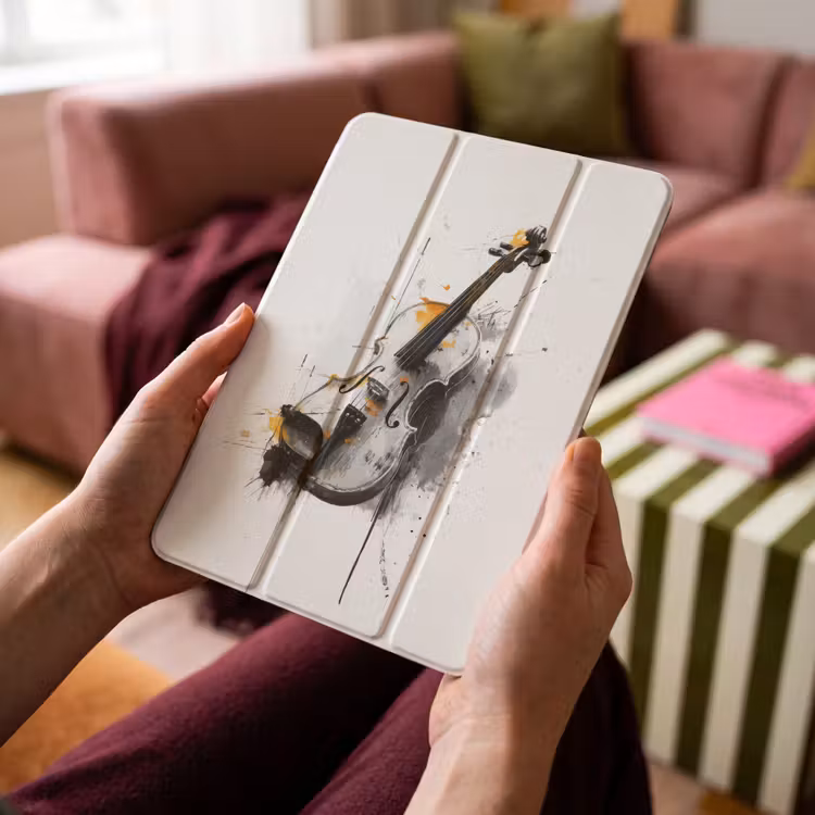 iPad-Hülle - Violine - Orange - Schwarz - Pinselstriche — 4