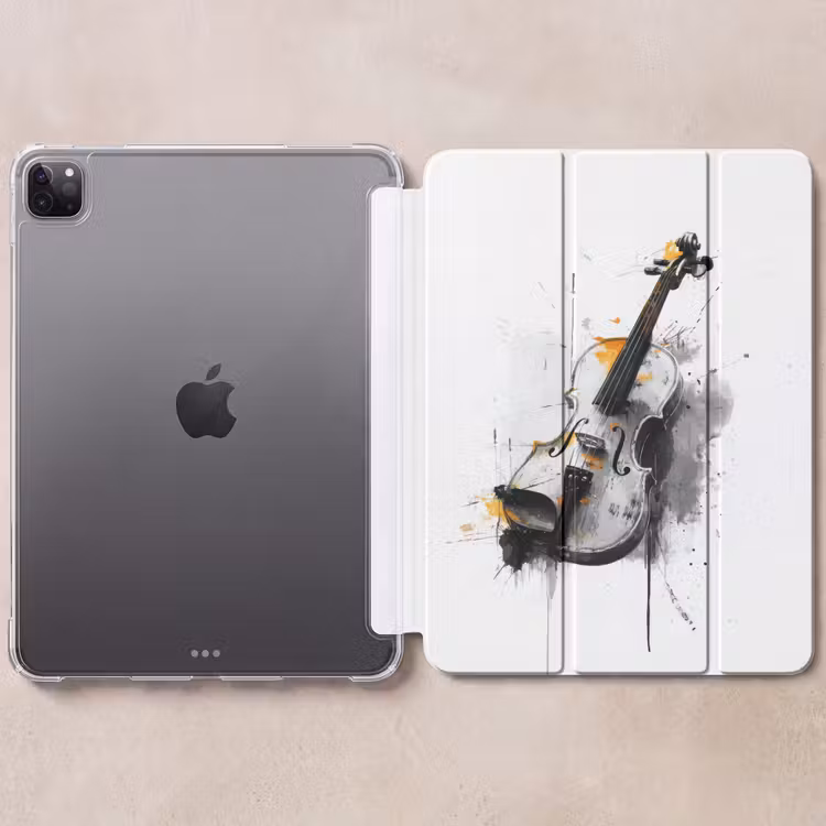 iPad-Hülle - Violine - Orange - Schwarz - Pinselstriche — 6