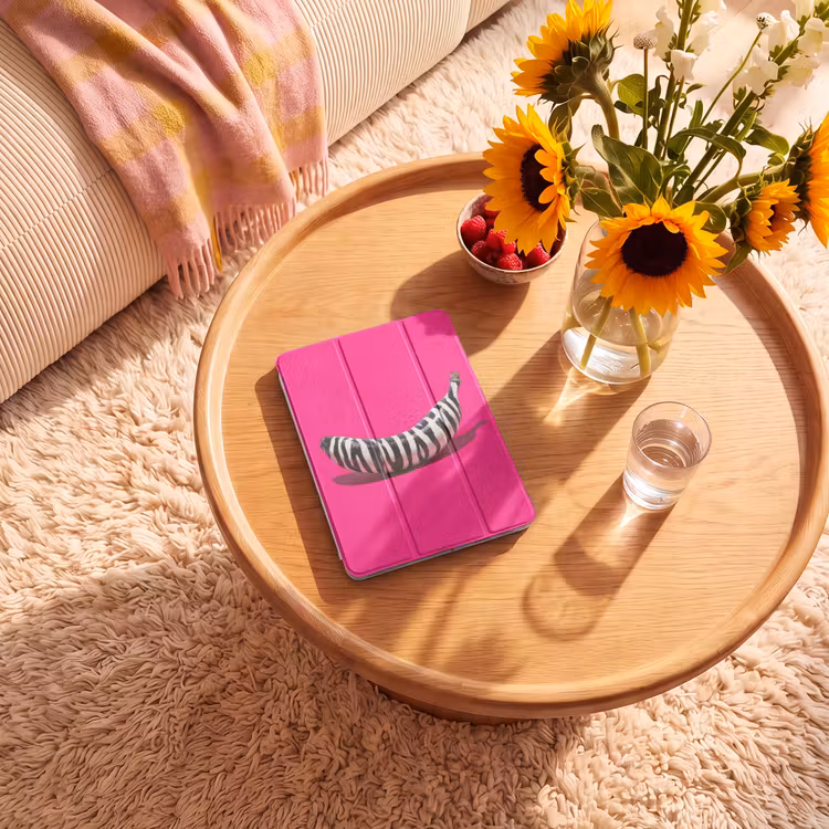 iPad-Hülle - Banane - Zebramuster - Rosa — 2