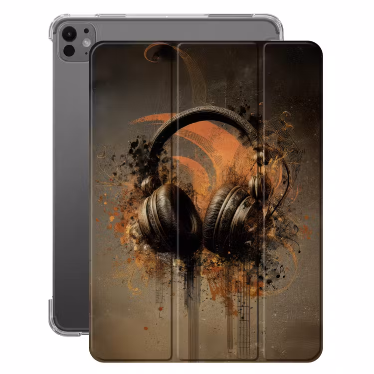 iPad-Hülle - Kopfhörer - Braun - Farbe - Vintage — 1