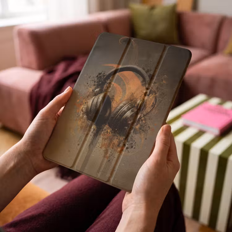 iPad-Hülle - Kopfhörer - Braun - Farbe - Vintage — 4
