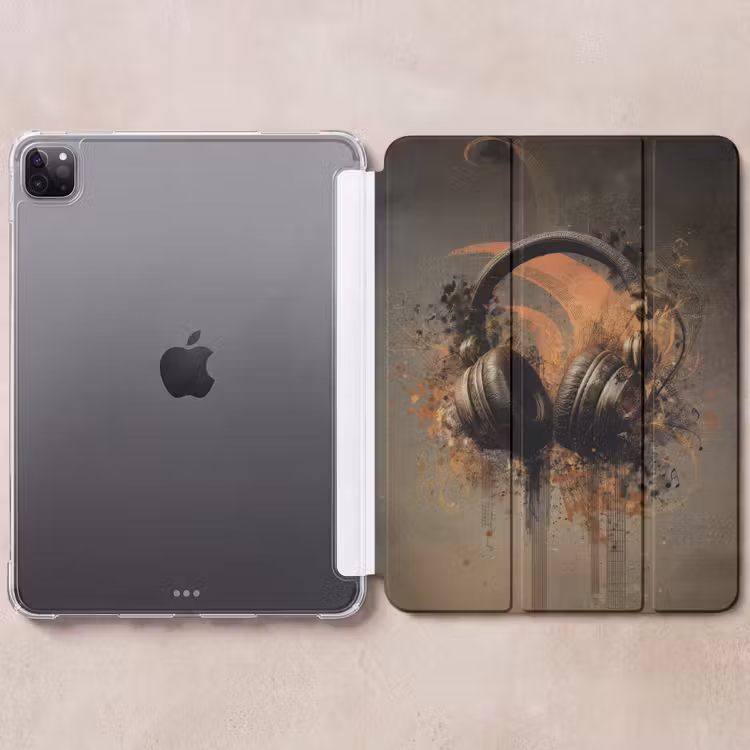 iPad-Hülle - Kopfhörer - Braun - Farbe - Vintage — 6