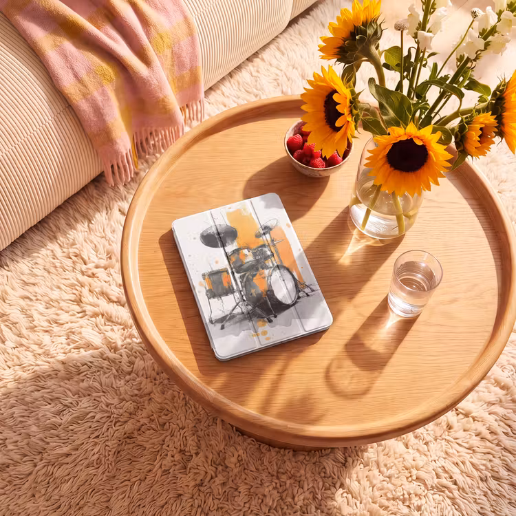 iPad-Hülle - Schlagzeug - Orange - Schwarz - Wasserfarben — 2