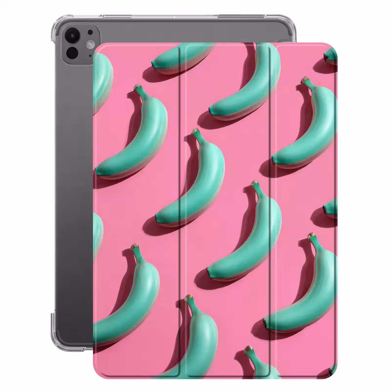 iPad-Hülle - Bananen - Muster - Blau - Rosa — 1