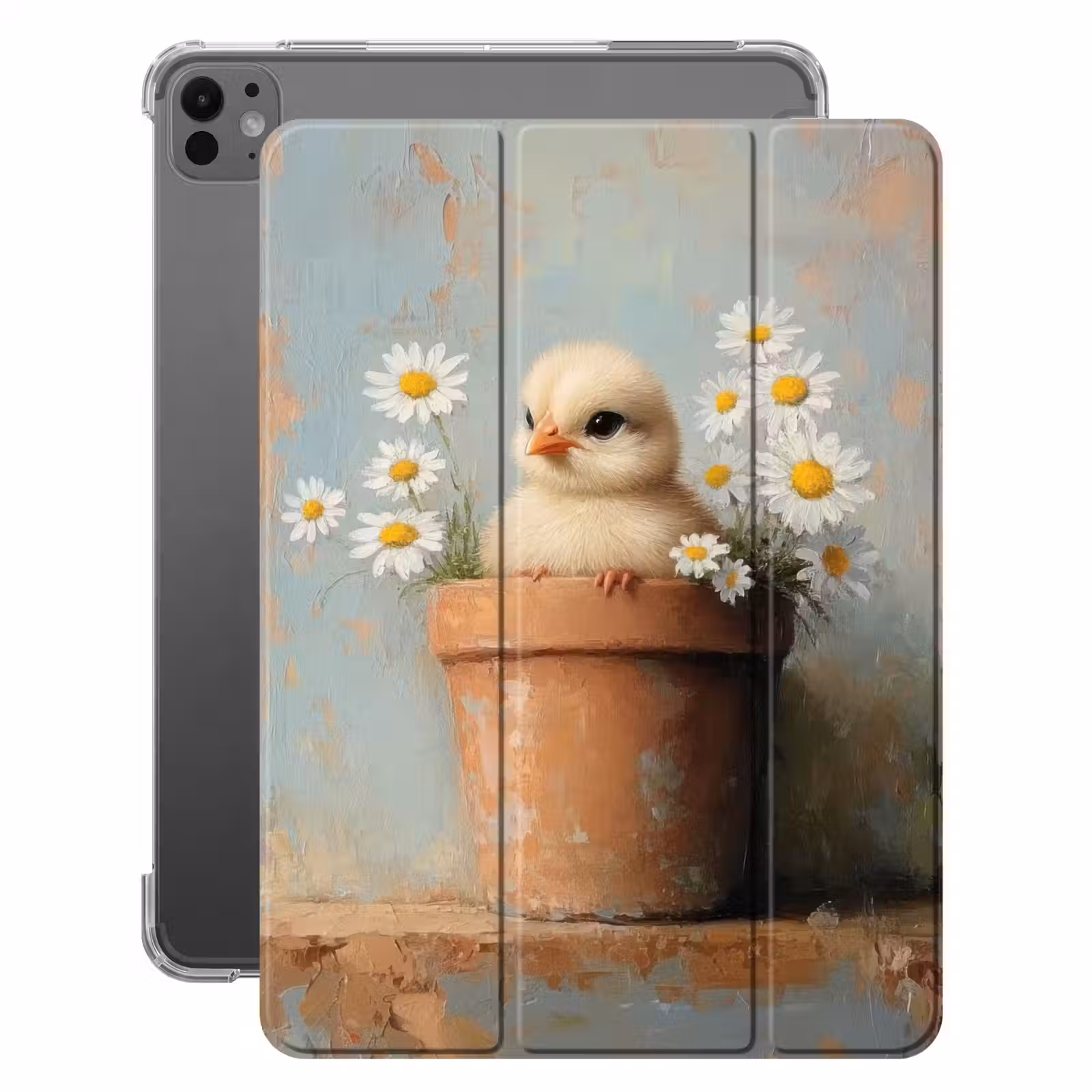 iPad-Hülle - Blumentopf - Küken - Blumen — 1