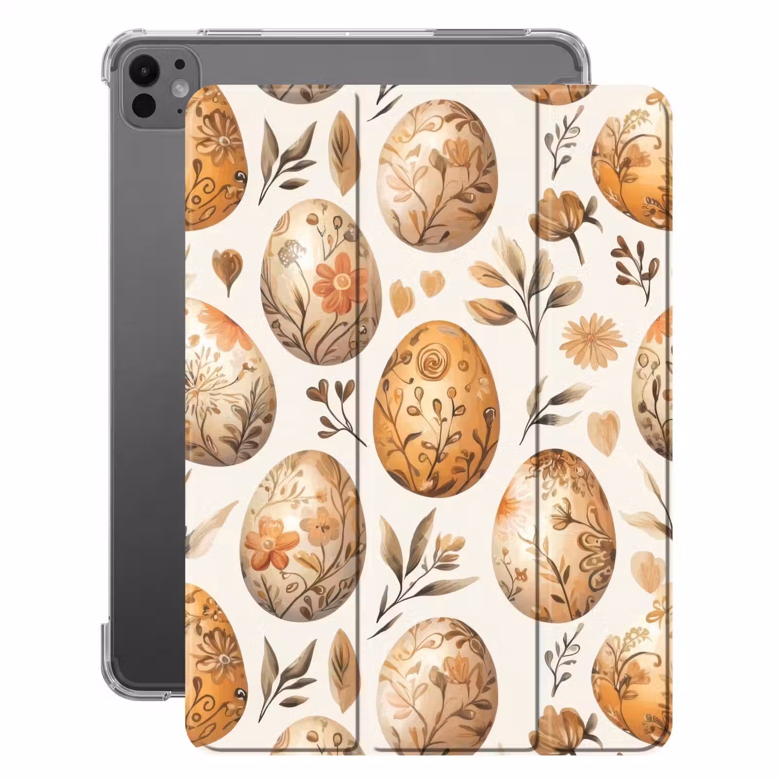 iPad-Hülle - Ostereier - Braun - Blumen — 1