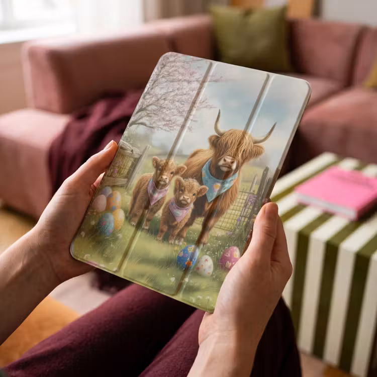 iPad-Hülle - Schottische Highlander - Ostereier - Frühling — 4