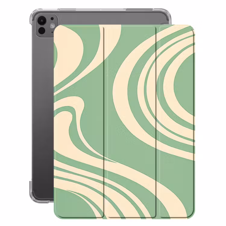 iPad-Hülle - Wellenlinien - Mintgrün - Tanzende Formen — 1