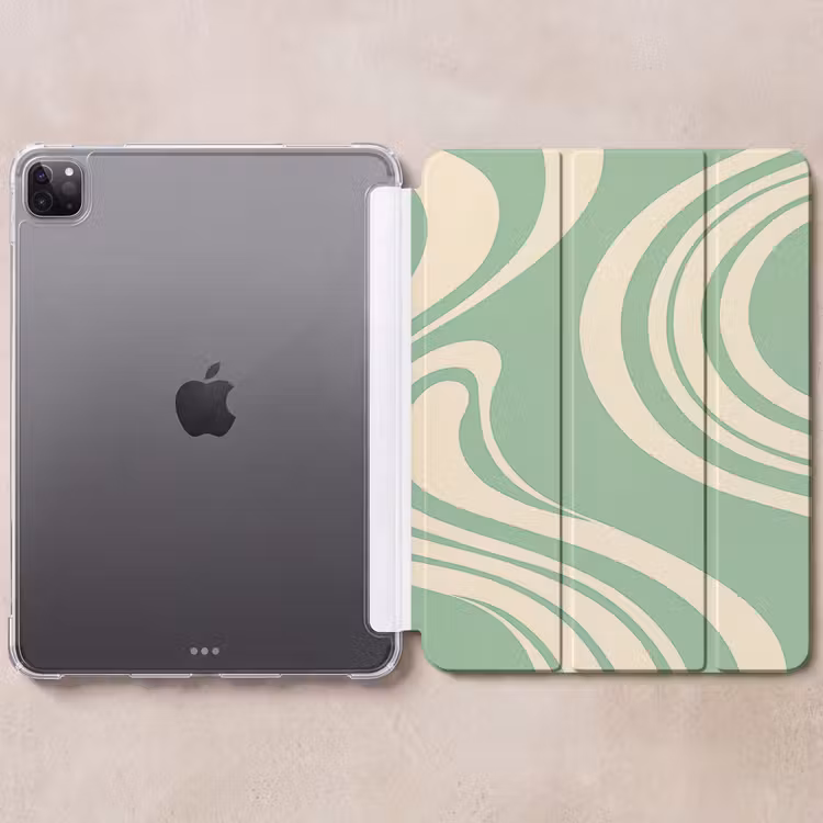 iPad-Hülle - Wellenlinien - Mintgrün - Tanzende Formen — 6