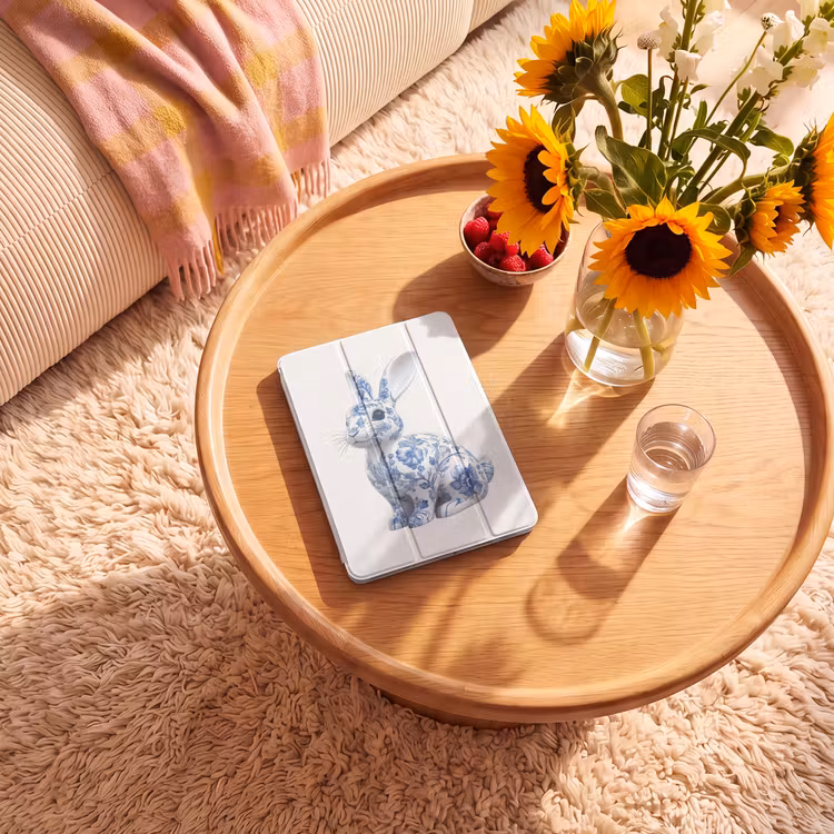 iPad-Hülle - Delfter Blau - Kleines Kaninchen - Weiß — 2