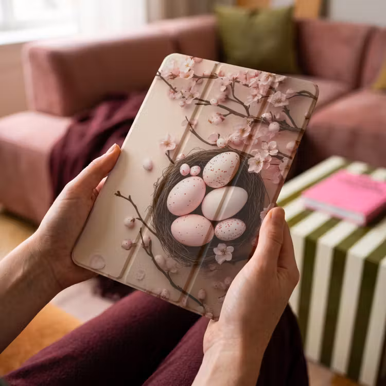 iPad-Hülle - Rosa - Blüten - Eier — 4