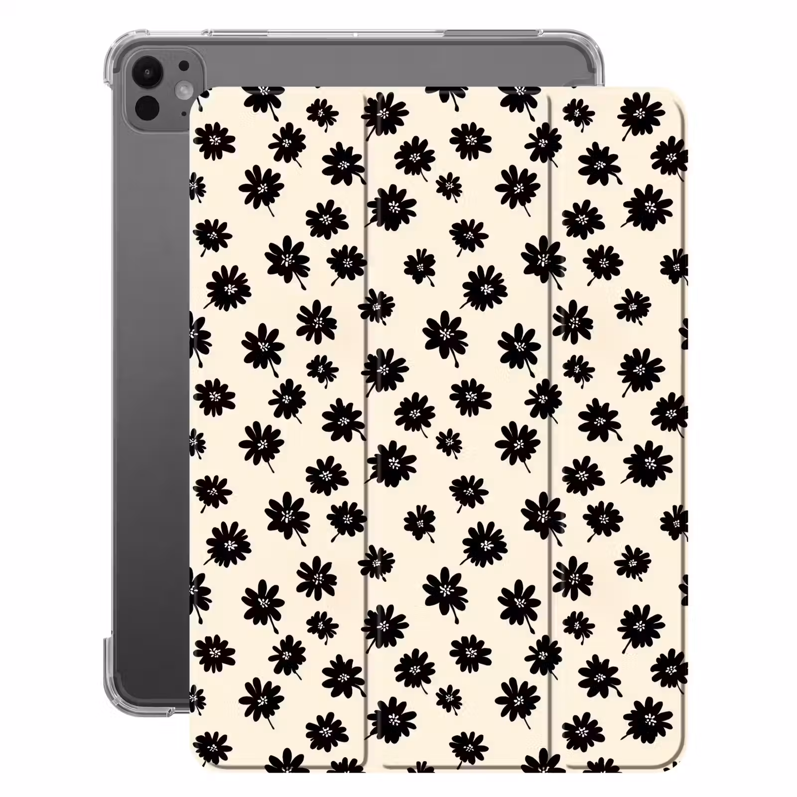 iPad-Hülle - Gänseblümchen - Grafik - Schwarz - Beige — 1