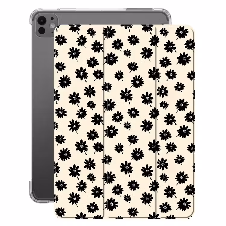 iPad-Hülle - Gänseblümchen - Grafik - Schwarz - Beige — 1