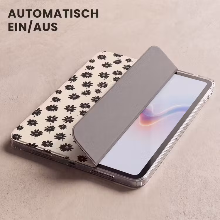iPad-Hülle - Gänseblümchen - Grafik - Schwarz - Beige — 5