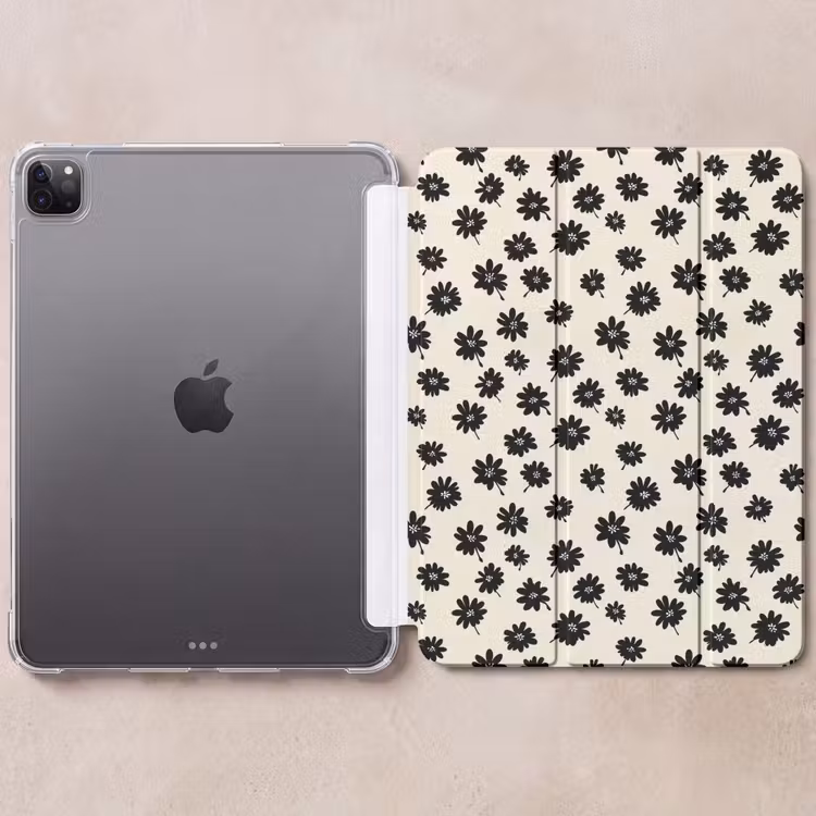 iPad-Hülle - Gänseblümchen - Grafik - Schwarz - Beige — 6