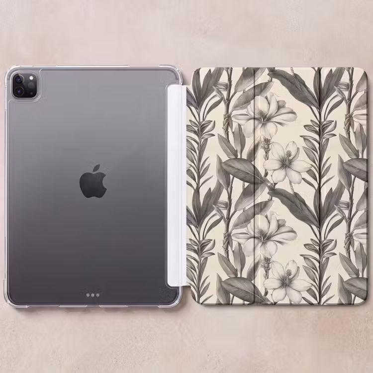 iPad-Hülle - Klassisch - Botanisch - Schwarz - Beige — 6