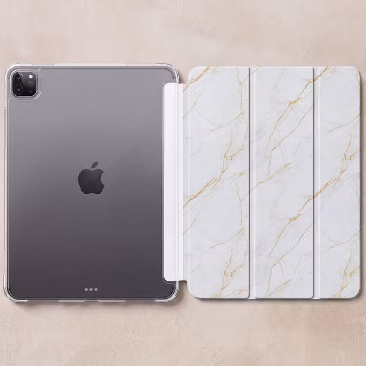 iPad-Hülle - Weiß - Marmor - Gold - Luxuriös — 6