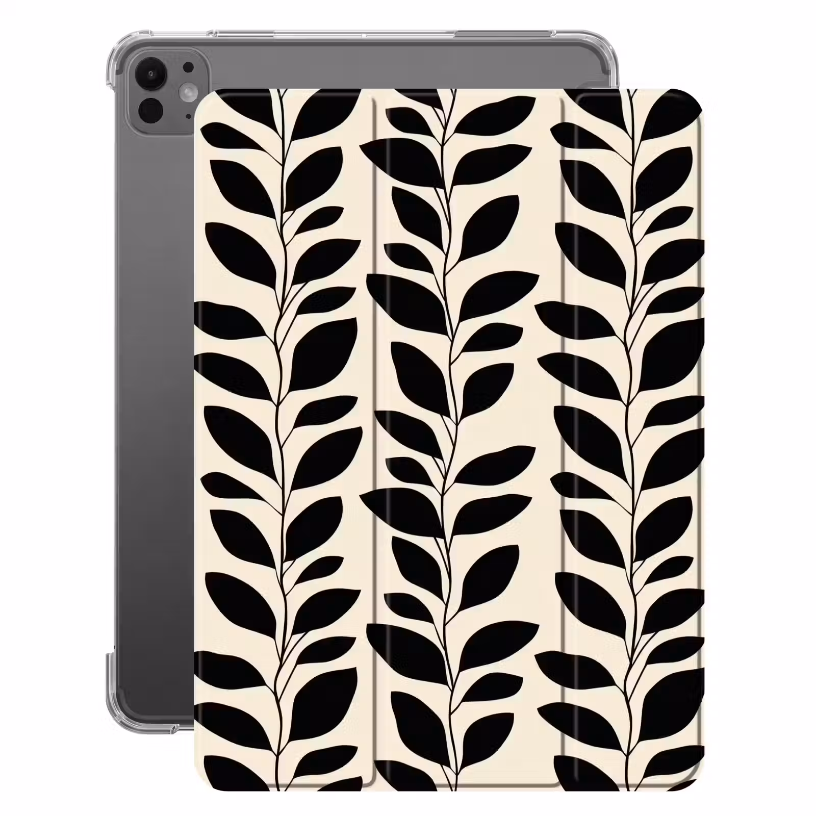 iPad-Hülle - Botanisch - Muster - Schwarz - Beige — 1