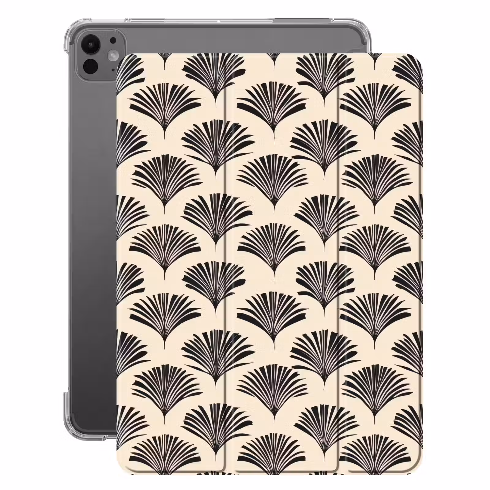 iPad-Hülle - Fächer - Botanisch - Schwarz - Beige — 1