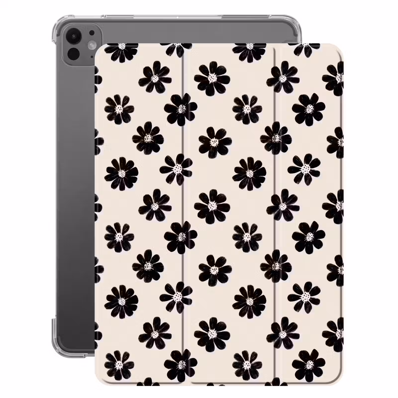 iPad-Hülle - Grafik - Gänseblümchen - Schwarz - Beige — 1