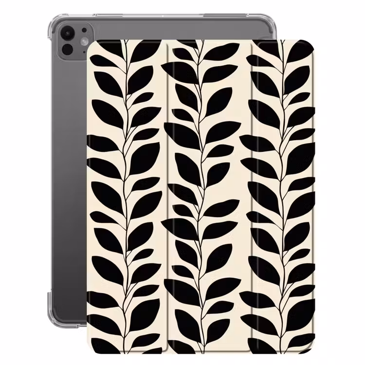iPad-Hülle - Botanisch - Muster - Schwarz - Beige — 1