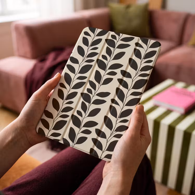 iPad-Hülle - Botanisch - Muster - Schwarz - Beige — 4