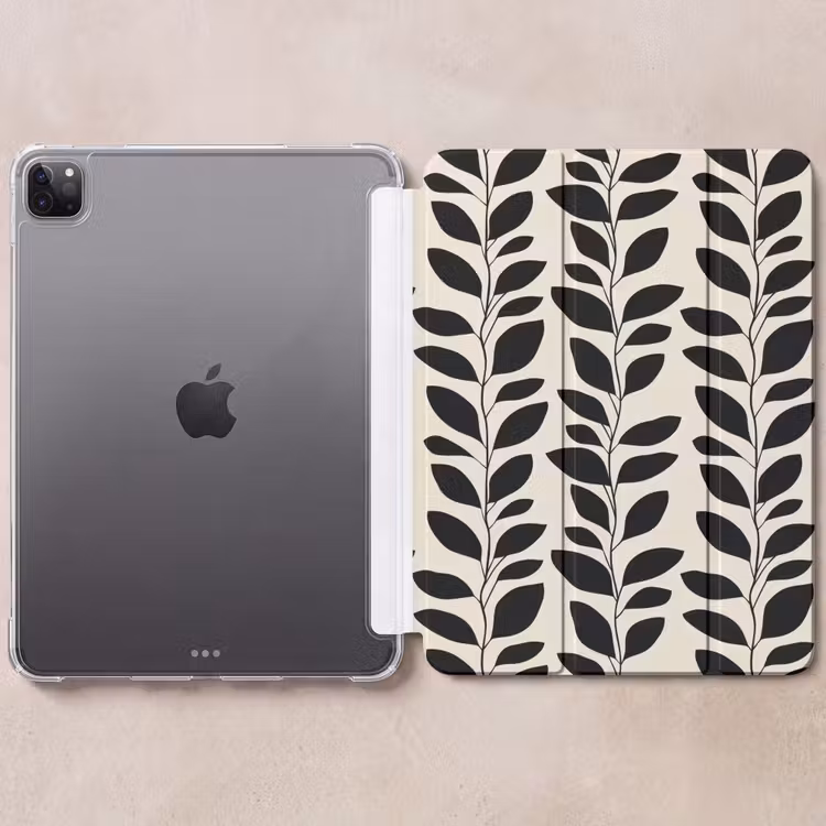 iPad-Hülle - Botanisch - Muster - Schwarz - Beige — 6