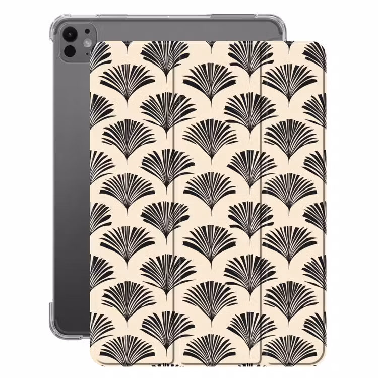 iPad-Hülle - Fächer - Botanisch - Schwarz - Beige — 1
