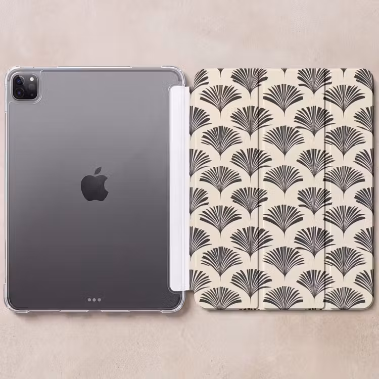 iPad-Hülle - Fächer - Botanisch - Schwarz - Beige — 6