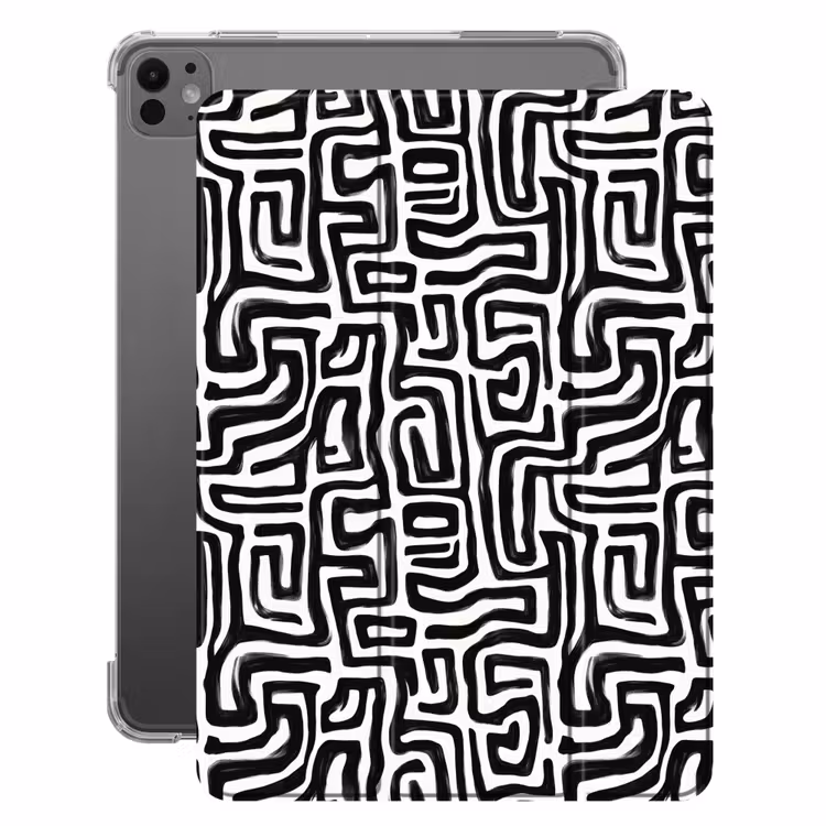 iPad-Hülle - Grafik - Linien - Schwarz und weiß — 1