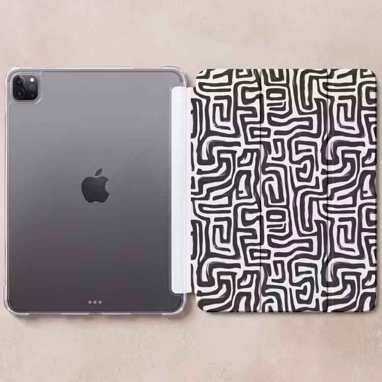 iPad-Hülle - Grafik - Linien - Schwarz und weiß — 6