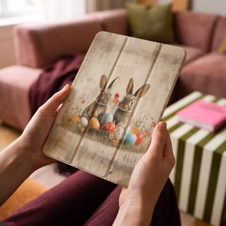 iPad-Hülle - Kaninchen - Blumen - Eier — 4