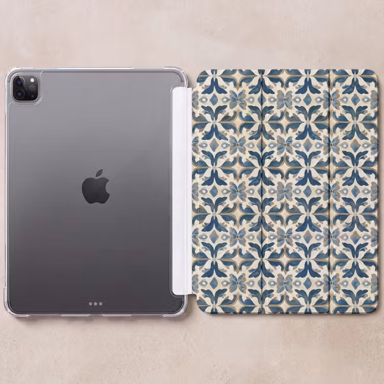 iPad-Hülle - Fliese - Muster - Blau - Beige — 6