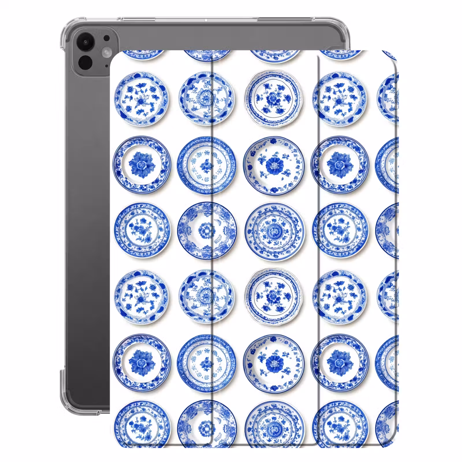 iPad-Hülle - Teller - Blumen - Muster - Blau — 1